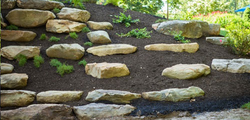 Landscape Mulch Stone Wall