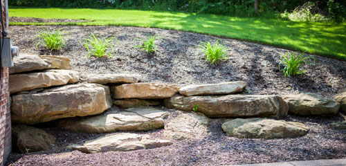 Summer Landscape Natural Stone Wall